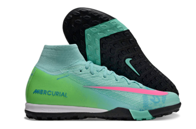 Nike Air Zoom Mercurial Superfly 10 Elite TF High-Tops Soccer Shoes - Jade/Pink/Black