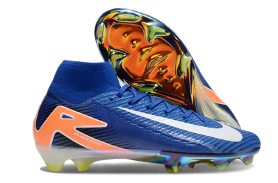 Nike Air Zoom Mercurial Superfly 10 Elite FG High-Tops Soccer Cleats - Blue/White/Orange/Gold