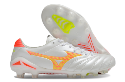 Mizuno Morelia Neo 4 FG Low-Tops Soccer Cleats - White/Red/Yellow