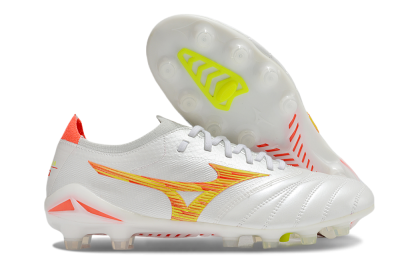 Mizuno Morelia Neo 4 FG Low-Tops Soccer Cleats - White/Red/Yellow