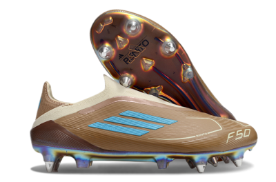 Messi x Adidas F50 Elite Laceless Benito SG Low-Tops Soccer Cleats - Brown/White/Blue