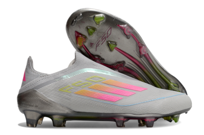 Adidas F50 Elite Laceless FG Low-Tops Soccer Cleats - Grey/Pink/Yellow