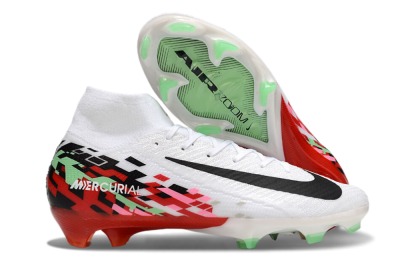 Nike Air Zoom Mercurial Superfly 10 Elite FG High-Tops Soccer Cleats - White/Black/Red