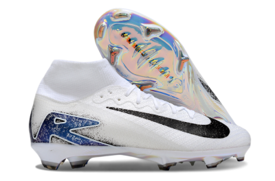 Nike Air Zoom Mercurial Superfly 10 Elite FG High-Tops Soccer Cleats - White/Black/Blue