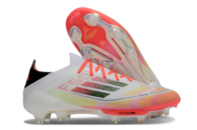 Adidas F50 Lightstrike Elite Laceless FG Low-Tops Soccer Cleats - White/Red/Yellow