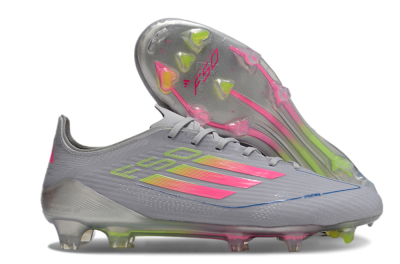 Adidas F50 Elite FG Low-Tops Soccer Cleats - Grey/Pink/Yellow