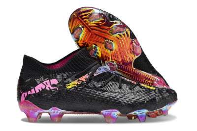 Puma Future Ultimate FG Low-Tops Soccer Cleats - Black/Pink/Yellow