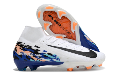 Nike Air Zoom Mercurial Superfly 10 Elite FG High-Tops Soccer Cleats - White/Blue/Orange