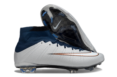 Nike Air Zoom Mercurial Superfly 4 CR7 FG High-Tops Soccer Cleats - White/Blue/Yellow