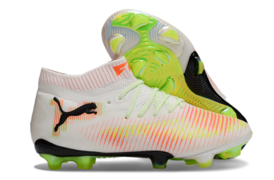Puma Future 8 Ultimate FG Low-Tops Soccer Cleats - White/Red/Yellow