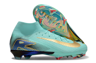 Nike Air Zoom Mercurial Superfly 10 Elite FG High-Tops Soccer Cleats - Jade/Gold/Blue