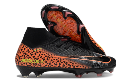 Nike Air Zoom Mercurial Superfly 10 Elite FG High-Tops Soccer Cleats - Black/Orange/Leopard