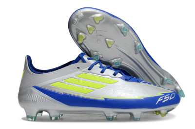 Adidas F50 Elite FG Low-Tops Soccer Cleats - Silver/Yellow/Blue