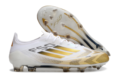 Adidas F50 Elite FG Low-Tops Soccer Cleats - White/Gold/Black