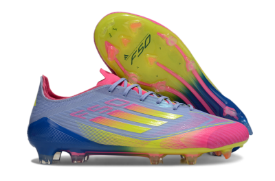 Adidas F50 Elite FG Low-Tops Soccer Cleats - Blue/Pink/Yellow