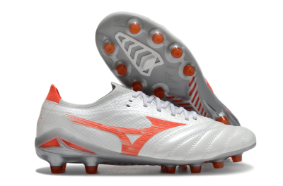 Mizuno Morelia Neo 4 Bate FG Low-Tops Soccer Cleats - White/Red/Grey