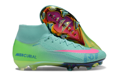 Nike Air Zoom Mercurial Superfly 10 Elite FG High-Tops Soccer Cleats - Jade/Pink/Blue