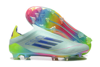 Adidas F50 Elite Laceless FG Low-Tops Soccer Cleats - Jade/Blue/Pink/Yellow