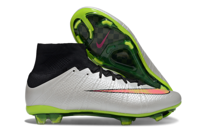 Nike Mercurial Superfly 4 CR7 FG High-Tops Soccer Cleats - Silver/Pink/Black/Yellow