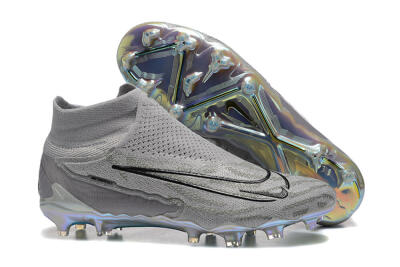 Nike Phantom GX 2 Elite FG High-Tops Soccer Cleats - Grey/Black/Gold