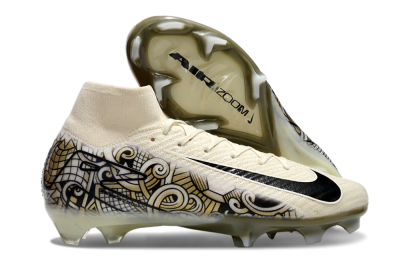 Nike Air Zoom Mercurial Superfly 10 Elite FG High-Tops Soccer Cleats - Beige/Black/Yellow