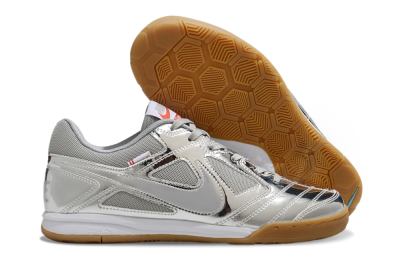 Nike Street Gato IC Low-Tops Soccer Shoes - Silver/White/Brown