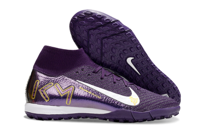 Nike Air Zoom Mercurial Superfly 10 Elite TF High-Tops Soccer Shoes - Purple/White/Gold