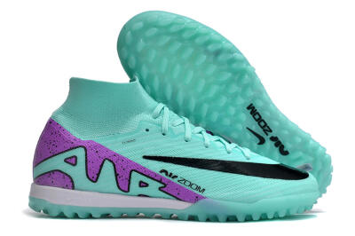 Nike Air Zoom Mercurial Superfly 10 Elite TF High-Tops Soccer Shoes - Jade/Black/Purple