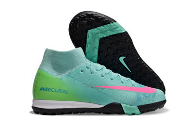 Nike Air Zoom Mercurial Superfly 10 Elite TF High-Tops Soccer Shoes - Jade/Pink/Yellow
