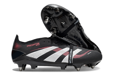 Adidas Predator 25 Elite Foldover Tongue SG Low-Tops Soccer Cleats - Black/White/Red