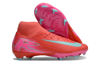 Nike Air Zoom Mercurial Superfly 10 Elite FG High-Tops Soccer Cleats - Red/Jade/Pink