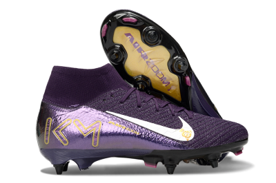 Nike Air Zoom Mercurial Superfly 10 Elite SG High-Tops Soccer Cleats - Purple/White/Gold
