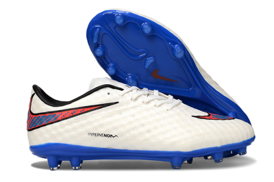 Nike Hypervenom Phantom FG Low-Tops Soccer Cleats - White/Red/Blue
