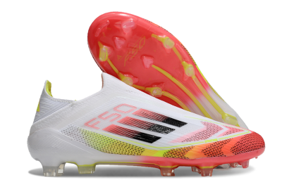 Adidas F50 Elite Laceless FG Low-Tops Soccer Cleats - White/Red/Yellow