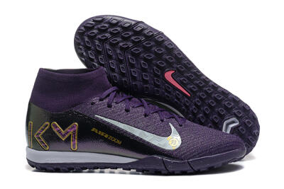 Nike Air Zoom Mercurial Superfly 10 Elite TF High-Tops Soccer Shoes - Purple/White/Gold