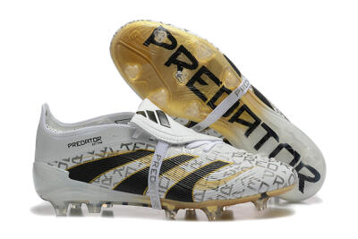 Adidas Predator 25 Elite Foldover Tongue FG Low-Tops Soccer Cleats - Grey/Black/Gold