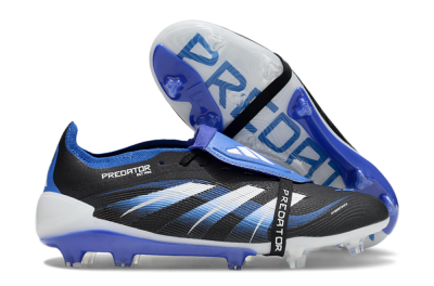 Adidas Predator 25 Elite Foldover Tongue FG Low-Tops Soccer Cleats - Black/Blue/White