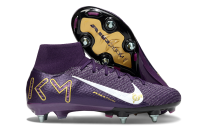 Nike Air Zoom Mercurial Superfly 10 Elite SG High-Tops Soccer Cleats - Purple/White/Gold