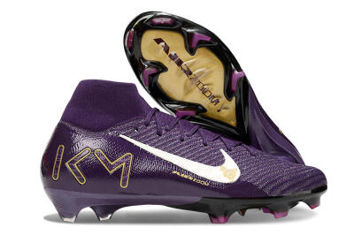 Nike Air Zoom Mercurial Superfly 10 Elite FG High-Tops Soccer Cleats - Purple/White/Gold