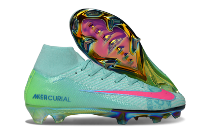 Nike Air Zoom Mercurial Superfly 10 Elite FG High-Tops Soccer Cleats - Jade/Pink/Gold