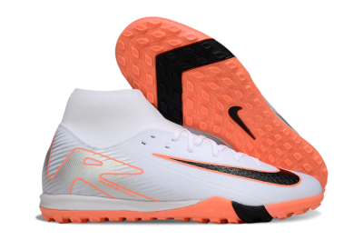 Nike Air Zoom Mercurial Superfly 10 Academy TF High-Tops Soccer Shoes - White/Black/Orange/Silver