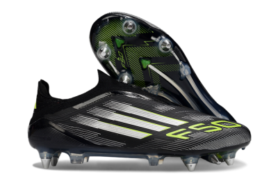 Adidas F50 Elite Laceless SG Low-Tops Soccer Cleats - Black/Silver/Yellow