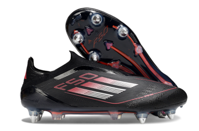 Adidas F50 Elite Laceless SG Low-Tops Soccer Cleats - Black/Silver/Red