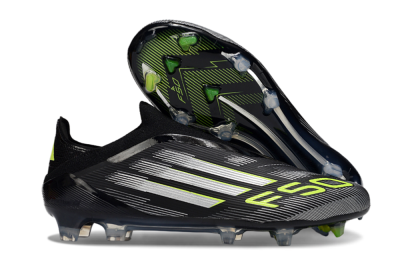 Adidas F50 Elite Laceless FG Low-Tops Soccer Cleats - Black/Silver/Yellow