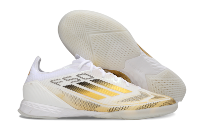 Adidas F50 Pro IC Low-Tops Soccer Shoes - White/Black/Gold