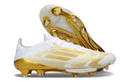 Adidas F50+ Elite Lightstrike Pro FG Low-Tops Soccer Cleats - White/Gold