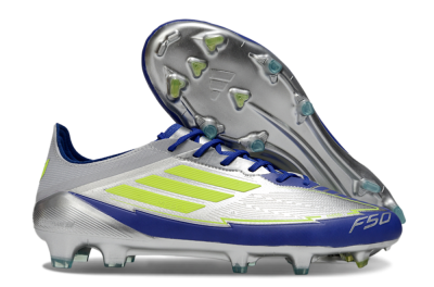 Messi x Adidas F50 Elite FG Low-Tops Soccer Cleats - Silver/Yellow/Blue