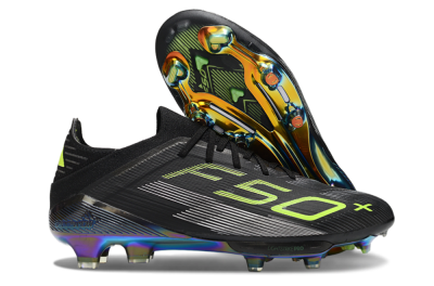 Adidas F50+ Elite Lightstrike Pro FG Low-Tops Soccer Cleats - Black/Yellow/Silver