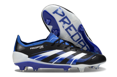 Adidas Predator 25 Elite FG Low-Tops Soccer Cleats - Black/White/Blue
