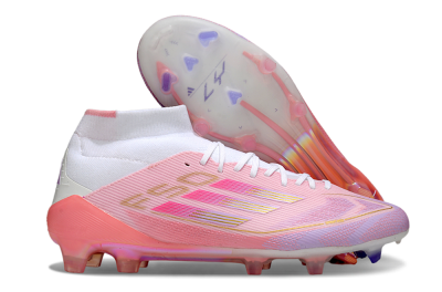 Adidas F50 Elite Mid FG High-Tops Soccer Cleats - Pink/Gold/White